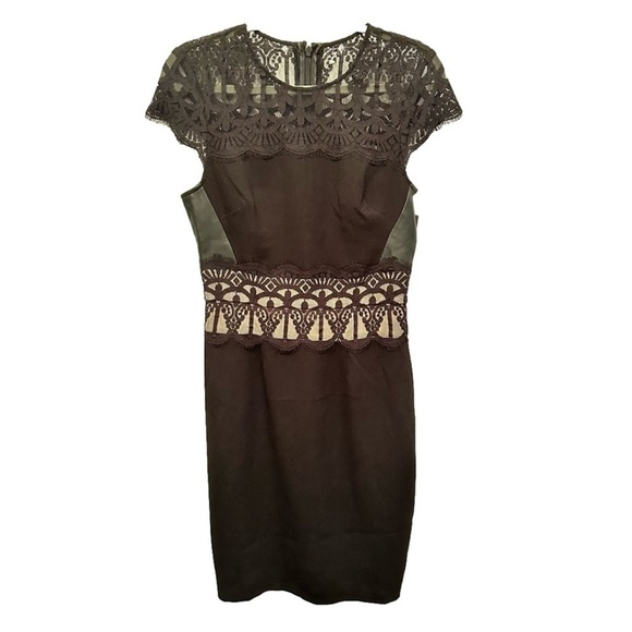 Lipsy black dress with lace details back zipper size 6 - Picture 3 of 11